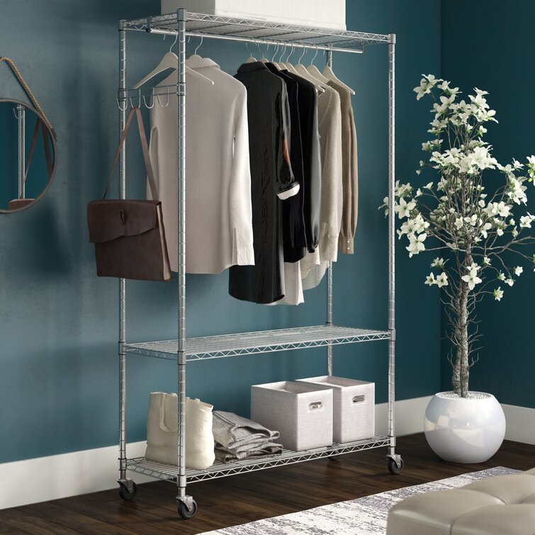 Rebrilliant Bevill 48'' Metal Rolling Clothes Rack & Reviews